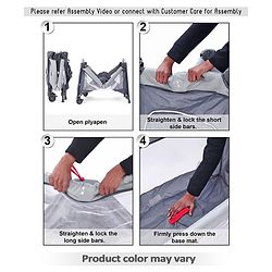 Babyhug Keep Me Close 2 in 1 Playpen Cum Baby Cot With Mosquito Net  - Blue Grey (Assembly Video Available)