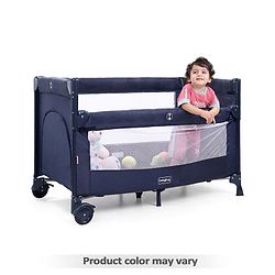 Babyhug Keep Me Close 2 in 1 Playpen Cum Baby Cot With Mosquito Net  - Blue Grey (Assembly Video Available)