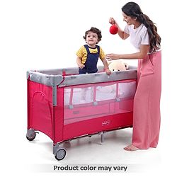 Babyhug Keep Me Close 2 in 1 Playpen Cum Baby Cot With Mosquito Net  - Blue Grey (Assembly Video Available)