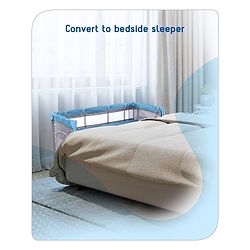 Babyhug Keep Me Close 2 in 1 Playpen Cum Baby Cot With Mosquito Net  - Blue Grey (Assembly Video Available)