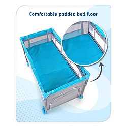 Babyhug Keep Me Close 2 in 1 Playpen Cum Baby Cot With Mosquito Net  - Blue Grey (Assembly Video Available)