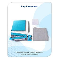 Babyhug Keep Me Close 2 in 1 Playpen Cum Baby Cot With Mosquito Net  - Blue Grey (Assembly Video Available)