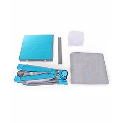 Babyhug Keep Me Close 2 in 1 Playpen Cum Baby Cot With Mosquito Net  - Blue Grey (Assembly Video Available)