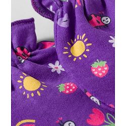 Babyhug 100% Cotton Knit Mittens & Booties With Floral & Rainbow Print - Multicolor