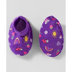 Babyhug 100% Cotton Knit Mittens & Booties With Floral & Rainbow Print - Multicolor