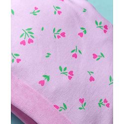 Babyhug 100% Cotton Cap Mittens & Booties with Floral Print Pink - Diameter 16 cm