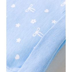 Babyhug 100% Cotton Knit Cap Mittens & Booties Set with Floral Print White &  Blue - Diameter 16 cm