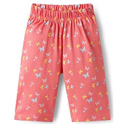 Babyhug Cotton Knit Half Sleeves T-Shirt & Capri Night Suit With Unicorn Print - Pink