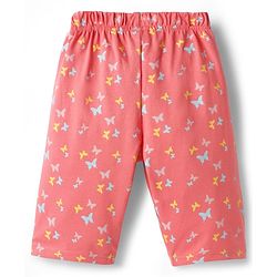 Babyhug Cotton Knit Half Sleeves T-Shirt & Capri Night Suit With Unicorn Print - Pink