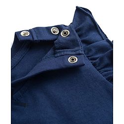 Babyhug Cotton Knit Half Sleeves T-Shirt & Capri Night Suit With Floral Print - Navy Blue