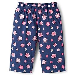 Babyhug Cotton Knit Half Sleeves T-Shirt & Capri Night Suit With Floral Print - Navy Blue