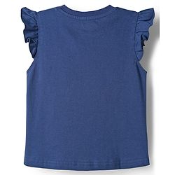 Babyhug Cotton Knit Half Sleeves T-Shirt & Capri Night Suit With Floral Print - Navy Blue