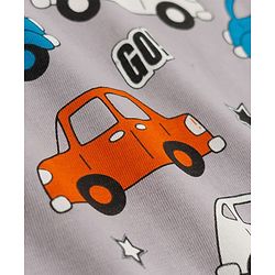 Babyhug Cotton Knit Half Sleeves Co-ords T-Shirt & Short Night Suit with Car Print - Grey