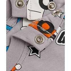 Babyhug Cotton Knit Half Sleeves Co-ords T-Shirt & Short Night Suit with Car Print - Grey