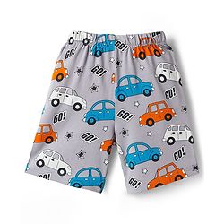 Babyhug Cotton Knit Half Sleeves Co-ords T-Shirt & Short Night Suit with Car Print - Grey