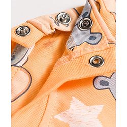 Babyhug Cotton Knit Half Sleeves Animal Printed Co-Ords T-Shirt & Shorts Night Suit - Orange