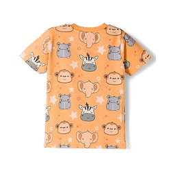 Babyhug Cotton Knit Half Sleeves Animal Printed Co-Ords T-Shirt & Shorts Night Suit - Orange
