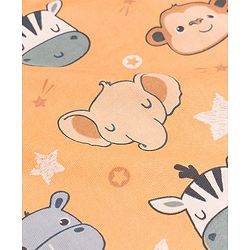 Babyhug Cotton Knit Half Sleeves Animal Printed Co-Ords T-Shirt & Shorts Night Suit - Orange