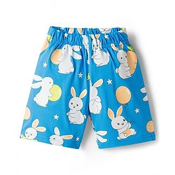Babyhug Cotton Knit Half Sleeves T-Shirt & Short Night Suit with Bunny Print - Green