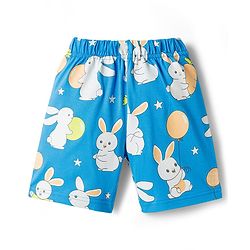 Babyhug Cotton Knit Half Sleeves T-Shirt & Short Night Suit with Bunny Print - Green