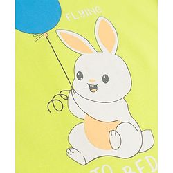 Babyhug Cotton Knit Half Sleeves T-Shirt & Short Night Suit with Bunny Print - Green