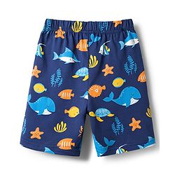 Babyhug Cotton Knit Half Sleeves Co-Ords T-Shirt & Shorts Night-Suit With Sea Life Print - Navy Blue