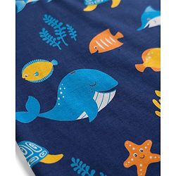 Babyhug Cotton Knit Half Sleeves Co-Ords T-Shirt & Shorts Night-Suit With Sea Life Print - Navy Blue