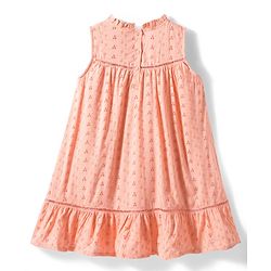Babyhug Cotton Woven Sleeveless Floral Embroidered Schiffli A Line Frock with Headband - Peach
