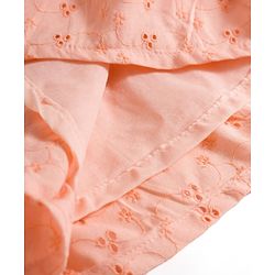 Babyhug Cotton Woven Sleeveless Floral Embroidered Schiffli A Line Frock with Headband - Peach