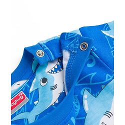 Babyhug Cotton Knit Half Sleeves Sea Life Printed Co-Ords T-Shirt & Shorts Night Suit - Blue