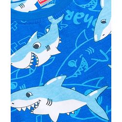 Babyhug Cotton Knit Half Sleeves Sea Life Printed Co-Ords T-Shirt & Shorts Night Suit - Blue