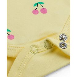 Babyhug 100% Cotton Knit Half Cap Sleeves Onesie with Cherry Print - Yellow