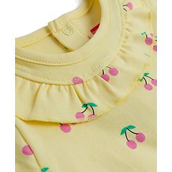 Babyhug 100% Cotton Knit Half Cap Sleeves Onesie with Cherry Print - Yellow