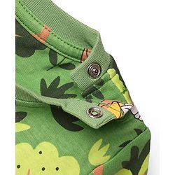 Babyhug Cotton Knit Half Sleeves Jungle Theme Printed Co-Ords T-Shirt & Shorts Night Suit - Green