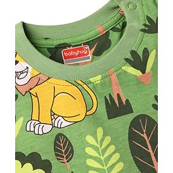Babyhug Cotton Knit Half Sleeves Jungle Theme Printed Co-Ords T-Shirt & Shorts Night Suit - Green