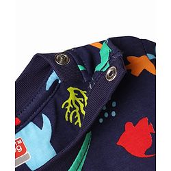Babyhug Cotton Knit Half Sleeves Sea Life Printed Co-Ords T-Shirt & Shorts Night Suit - Navy Blue