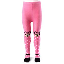 Cute Walk by Babyhug Disney Non Terry Cotton Knit Anti Bacterial Footed Tights With Minnie Mouse Design - Pink