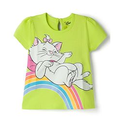 Babyhug Disney Single Jersey Knit Half Sleeves T-Shirt & Shorts Night Suit With Marie Graphics - Multicolor