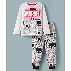 Babyhug Marvel Single Jersey Knit Full Sleeves Co-ords T-Shirt & Pajama Night Suit with Avengers Graphic - Multicolor