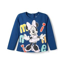 Babyhug Disney Single Jersey Knit Full Sleeves Co-ords T-Shirt & Pajama Night Suit with Minnie Mouse Graphic - Blue