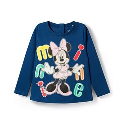 Babyhug Disney Single Jersey Knit Full Sleeves Co-ords T-Shirt & Pajama Night Suit with Minnie Mouse Graphic - Blue