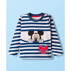 Babyhug Disney Single Jersey Knit Full Sleeves Co-ords T-Shirt & Pajama Night Suit with Mickey Mouse Graphic - Blue