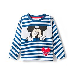 Babyhug Disney Single Jersey Knit Full Sleeves Co-ords T-Shirt & Pajama Night Suit with Mickey Mouse Graphic - Blue