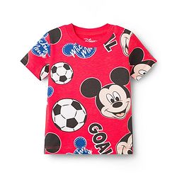 Babyhug Disney Single Jersey Knit Half Sleeves Co-ords T-Shirt & Shorts Night Suit with Mickey Mouse Graphic - Red