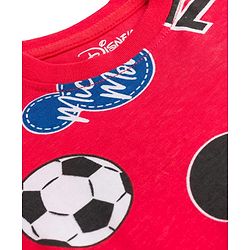 Babyhug Disney Single Jersey Knit Half Sleeves Co-ords T-Shirt & Shorts Night Suit with Mickey Mouse Graphic - Red