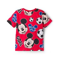 Babyhug Disney Single Jersey Knit Half Sleeves Co-ords T-Shirt & Shorts Night Suit with Mickey Mouse Graphic - Red