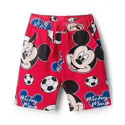 Babyhug Disney Single Jersey Knit Half Sleeves Co-ords T-Shirt & Shorts Night Suit with Mickey Mouse Graphic - Red