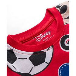 Babyhug Disney Single Jersey Knit Half Sleeves Co-ords T-Shirt & Shorts Night Suit with Mickey Mouse Graphic - Red