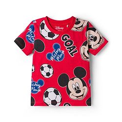Babyhug Disney Single Jersey Knit Half Sleeves Co-ords T-Shirt & Shorts Night Suit with Mickey Mouse Graphic - Red
