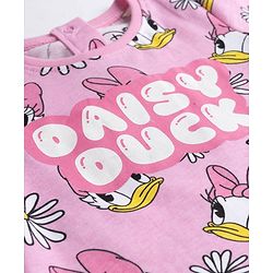 Babyhug Disney Single Jersey Knit Half Sleeves Co-ords T-Shirt & Shorts Night Suit with Daisy Duck Graphic - Pink